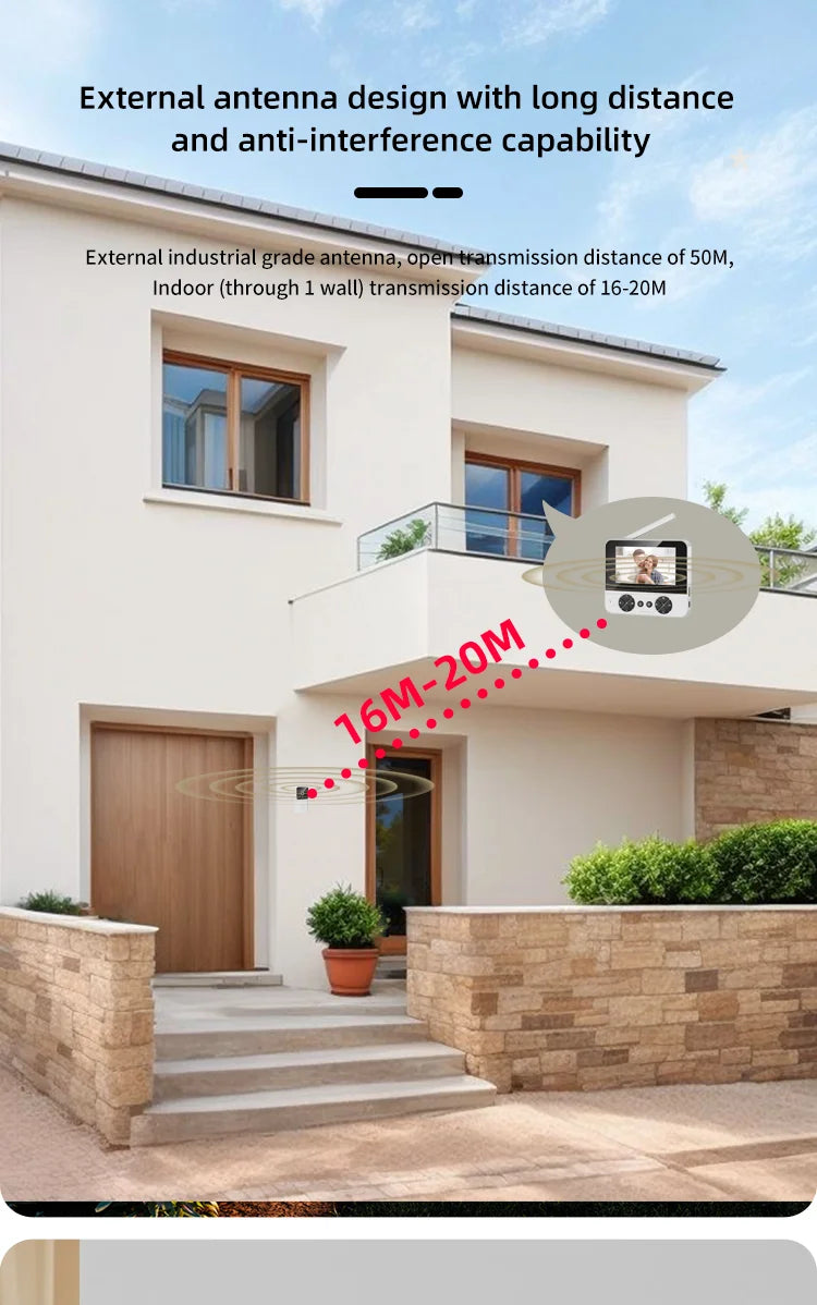 4.3 "Upgraded two-way wake-up infrared night vision video doorbell can be installed with indoor and outdoor electronic doorbells