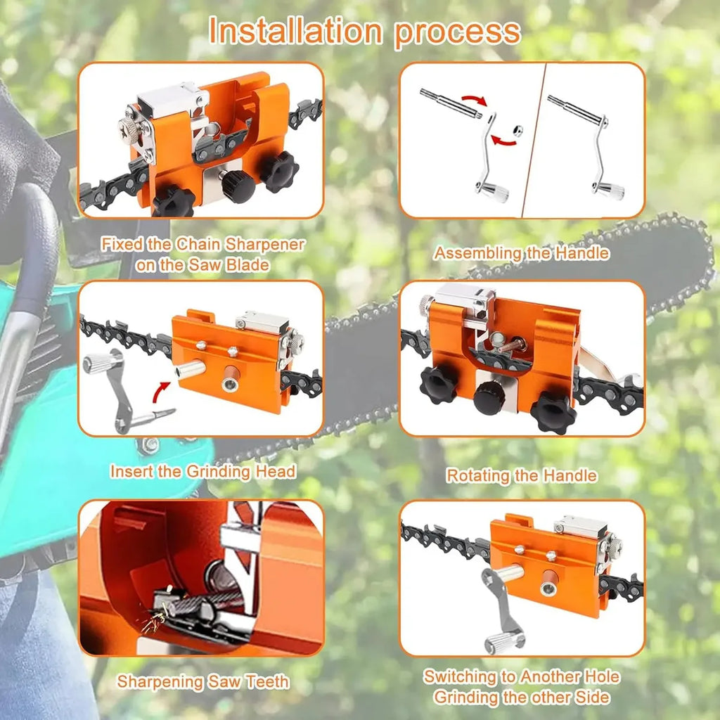 Fast  Chain Sharpener, Chainsaw Sharpener Kit, Portable Hand Crank Chainsaw Chain Sharpener Set, for All Kind Of Chain Saws
