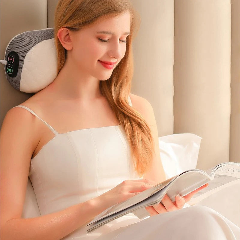 Heated Neck Massage Pillow: Portable Memory Foam Deep Tissue Massager Massage Cushion Tidesmit