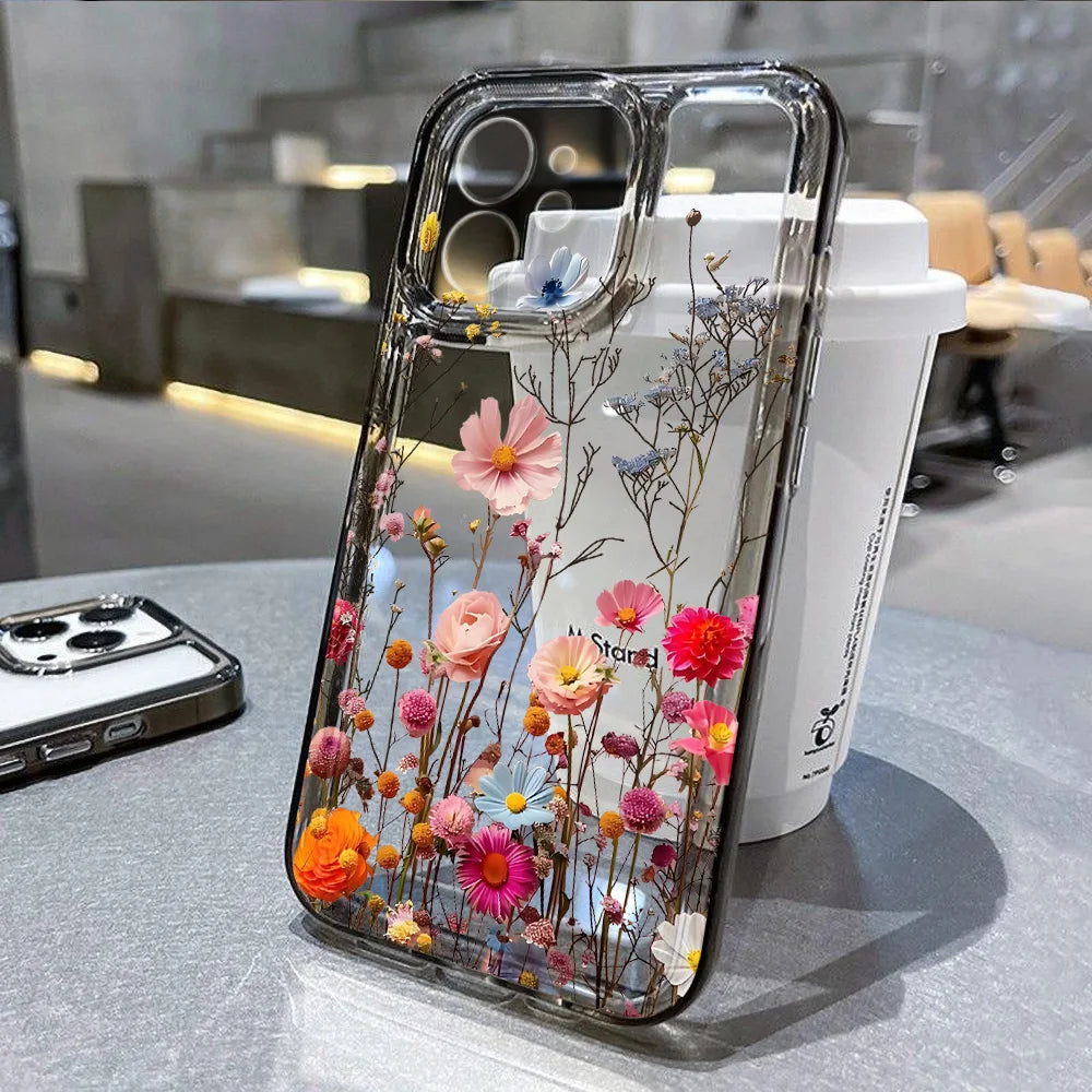 Purple Flower Phone Case for iPhone 16 - Slim Fit Shock-Absorbing Cover Black JW40 Tidesmit