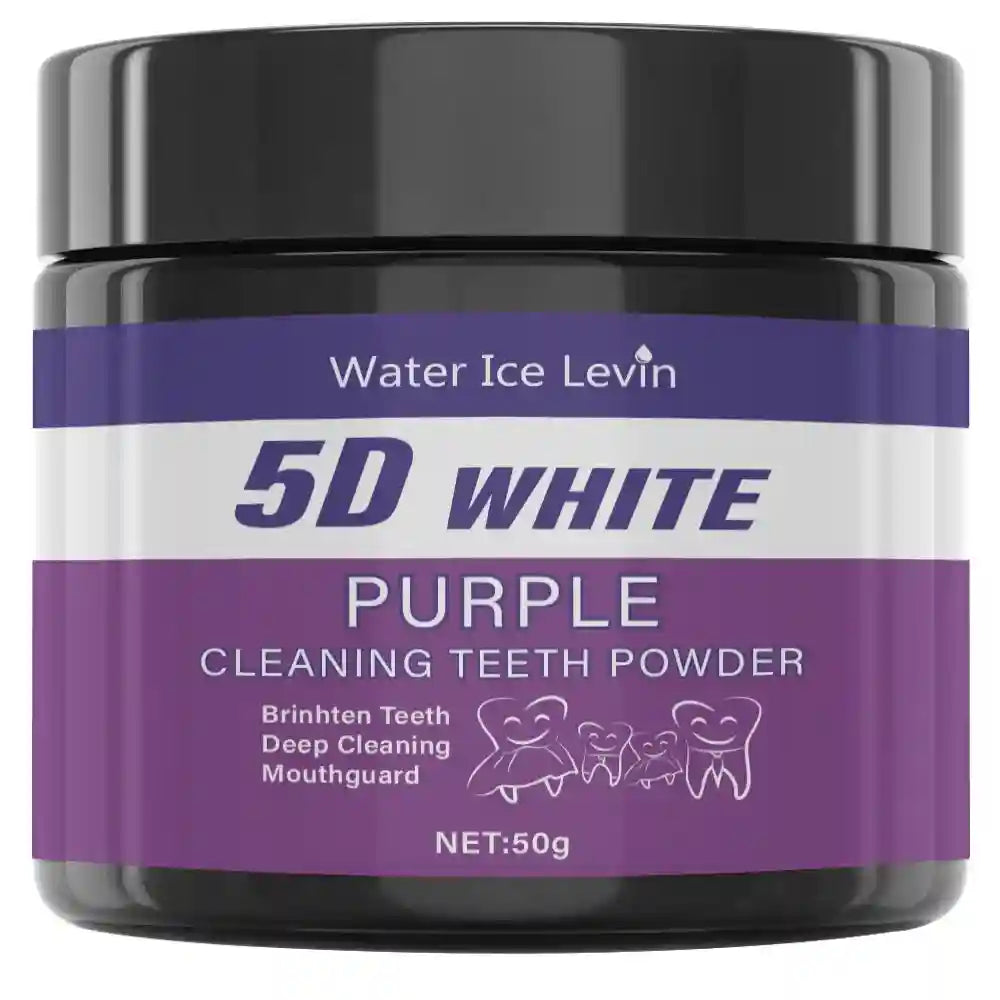 Tidesmit 5D White Purple Teeth Whitening Powder for deep cleaning, enamel protection, and fresh breath.
