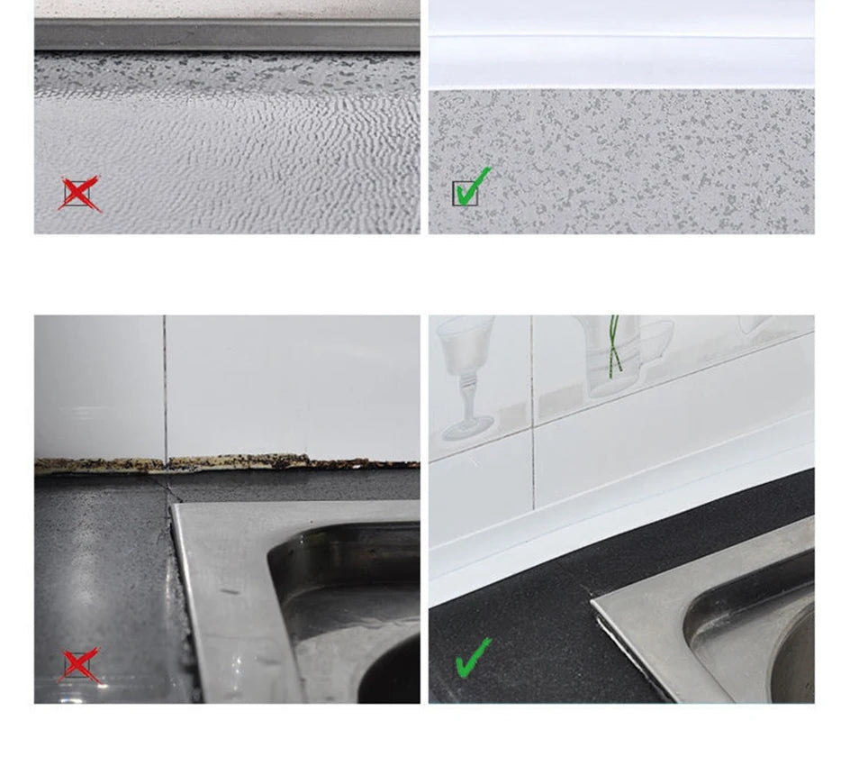 Bathroom Sealing Tape Self-adhesive Oil-Proof Kitchen Sink Caulk Seal Strip PVC Waterproof Shower Wall Sticker for Toilet Corner
