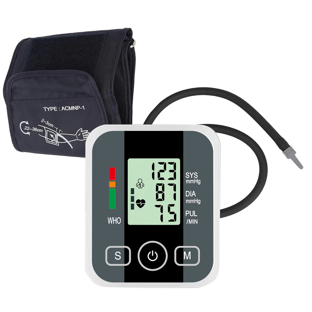 Automatic Upper Arm Blood Pressure Monitor Digital Sphygmomanometer Tensiometer Pulse Heart Rate Health Meter