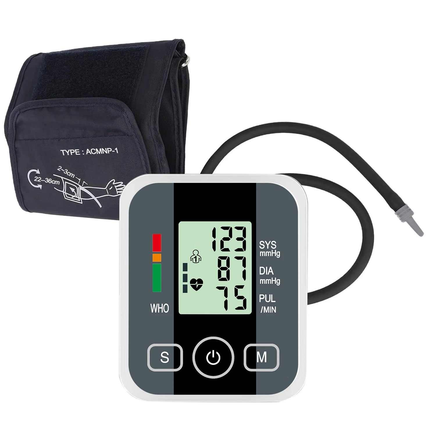 Automatic Upper Arm Blood Pressure Monitor Digital Sphygmomanometer Tensiometer Pulse Heart Rate Health Meter
