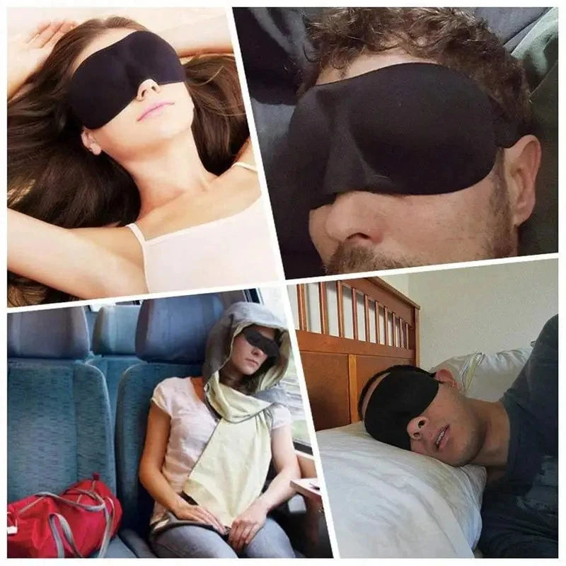 3D Contoured Sleep Eye Mask - Men & Women Light Blocking Concave Blindfold for Deep Sleep Night Vision