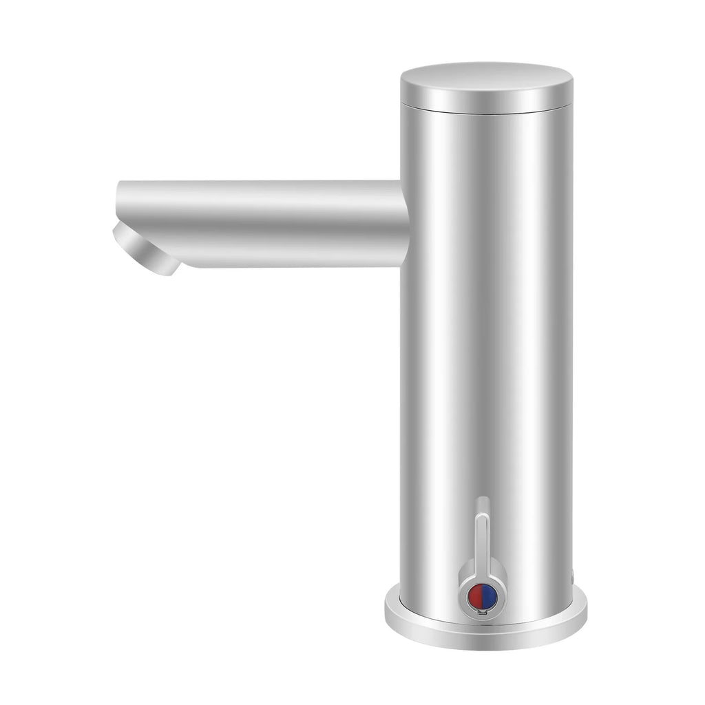 Compact Hot Cold Touchless Sensor Faucet, 304 Stainless Steel Automatic Infrared Sensor Tap, DC 6V Power Supply, Water Temperature Range 0–55°C , for Bathroom Sink, Hotel, Hospital, Office