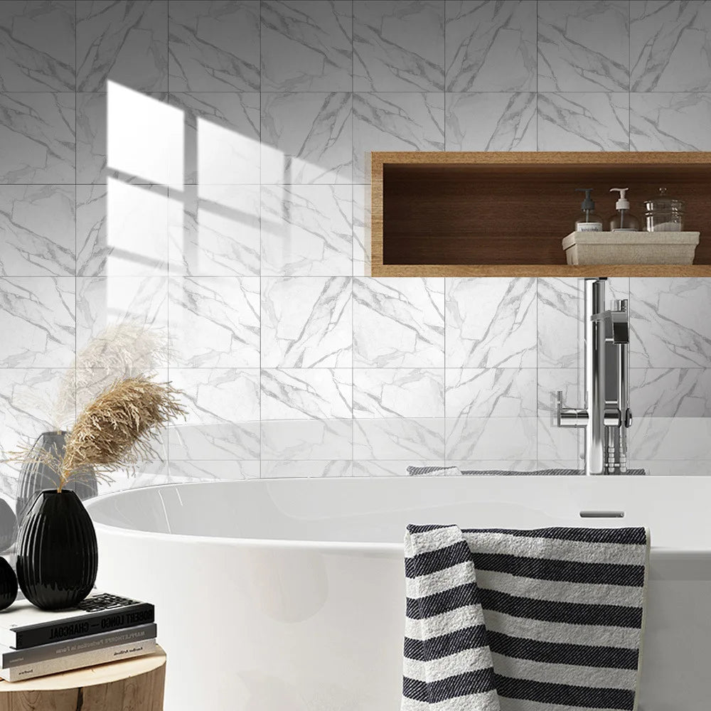 10pcs Crystal Tile Wall Stickers Self-Adhesive Kitchen Tiles PVC Backsplash Stickers Peel and Stick Bathroom Faux Stone Effect