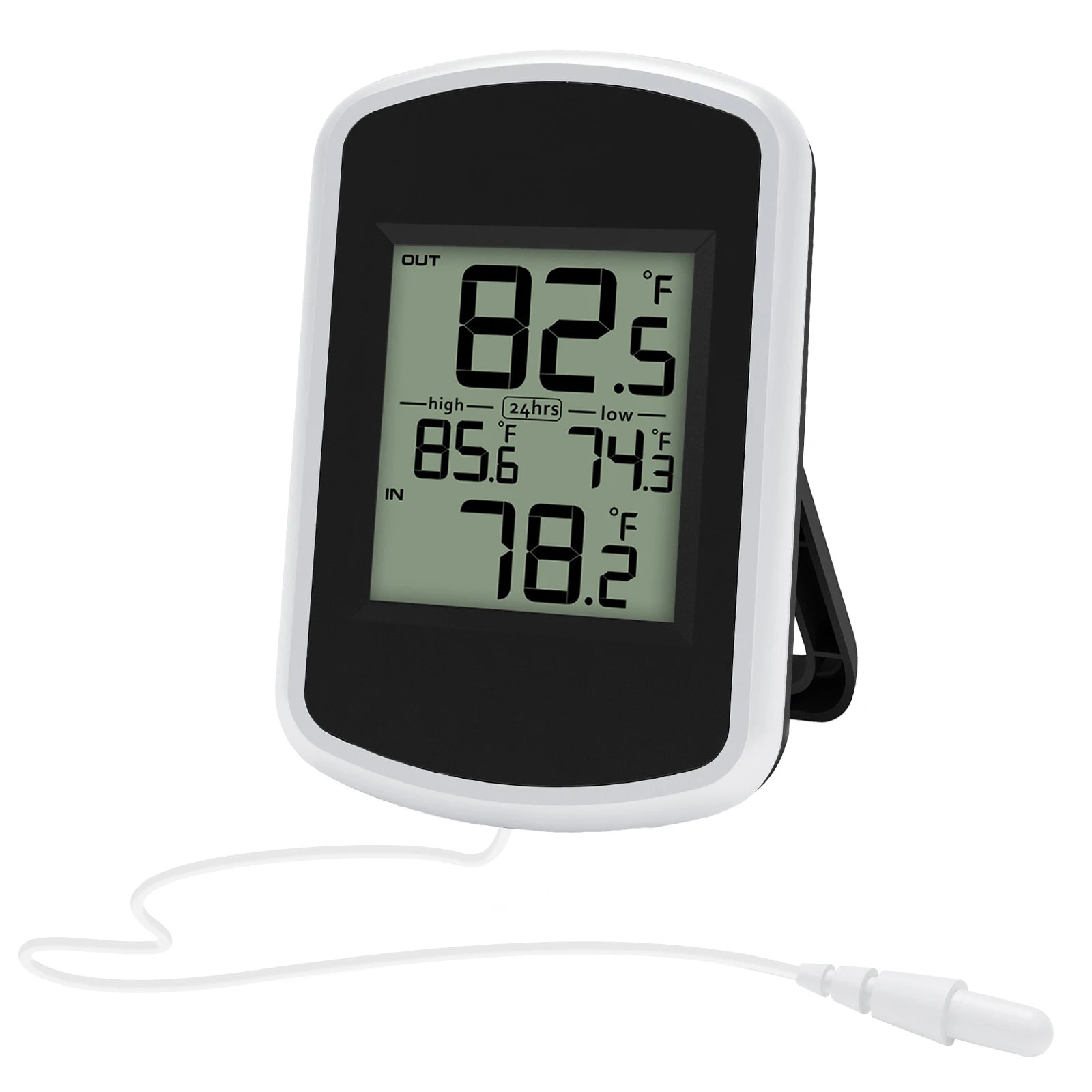 Wired Digital Thermometer Waterproof Indoor Outdoor Temperature Monitor with Min/Max Record 2m Line Probe Sensor for Home Room