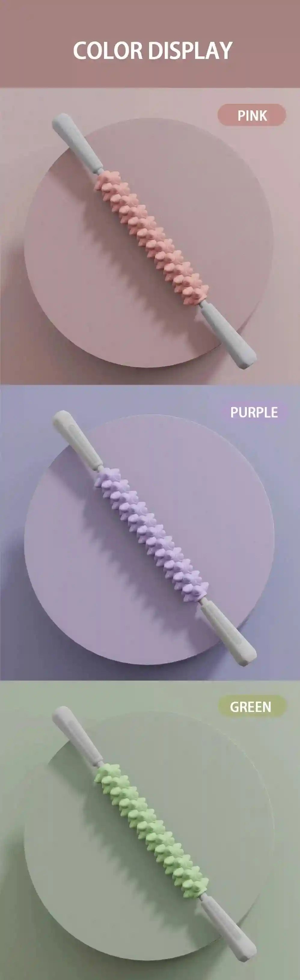 Massage Roller Stick for Deep Muscle Relief | Tidesmit Ergonomic Tool Massage Roller Tidesmit