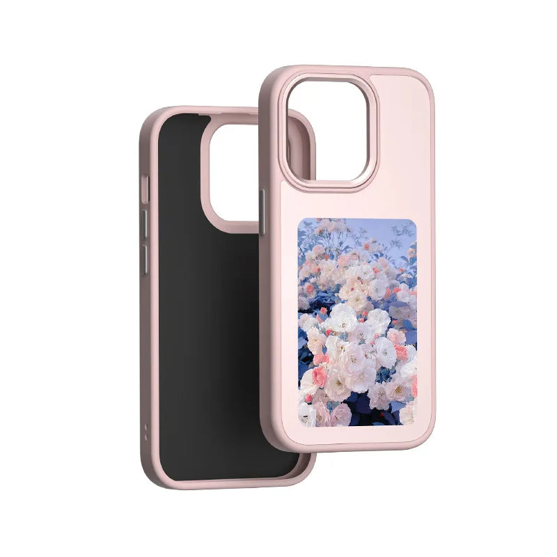 NFC E-Ink Phone Case for iPhone - Custom DIY Display & Slim Fit Cover Pink Tidesmit