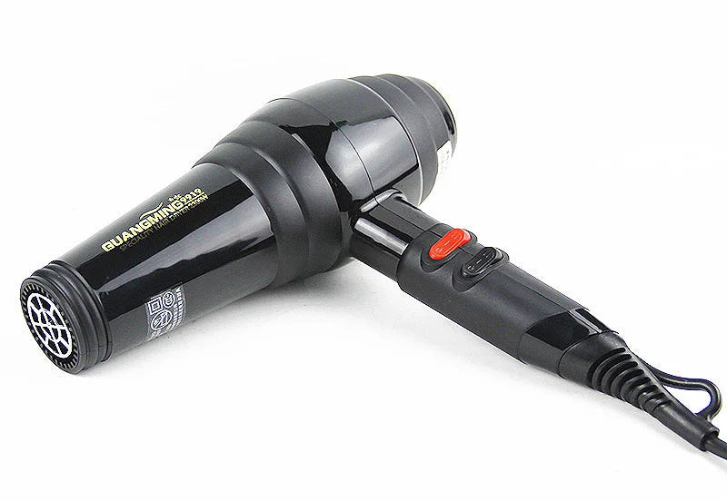 Black 2300W professional salon hair dryer with speed controls and air collecting nozzle for fast styling.