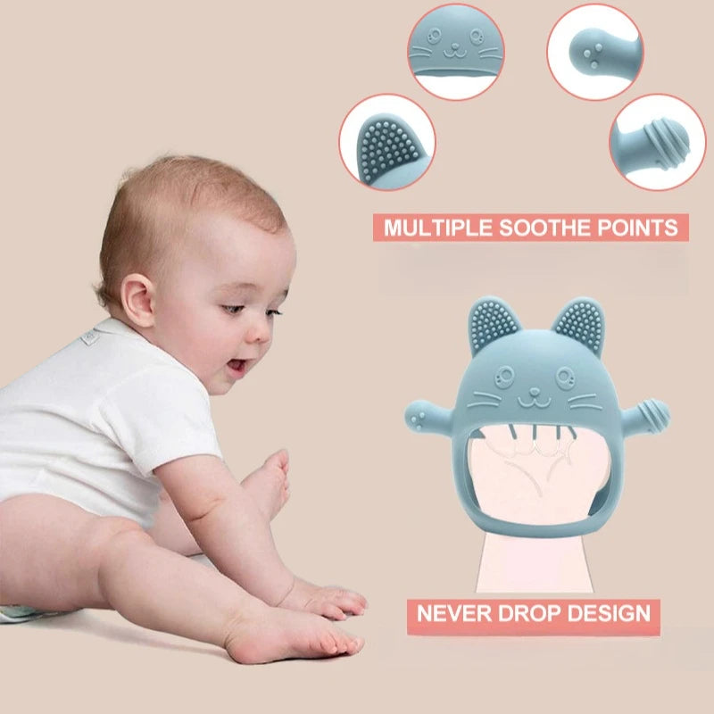 Baby Teether Cat Gloves Teether Silicone Anti-eating Hand Molar Stick Massage Gums Baby Anti-biting Teether Baby Accessories