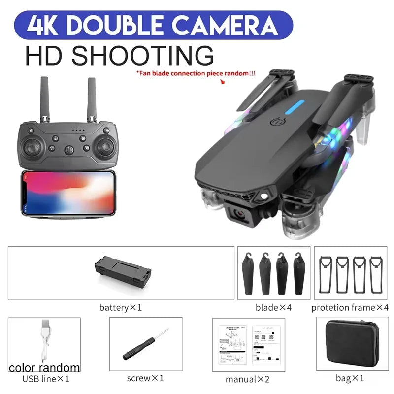 4K Camera Drone - Foldable Quadcopter with HD Lens for Beginners 4K-Black-1B-L Tidesmit