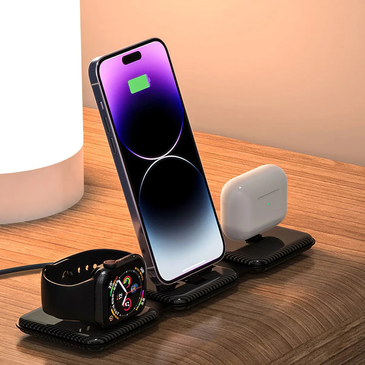 3-in-1 Wireless Charging Station for iPhone, Apple Watch and AirPods Tidesmit