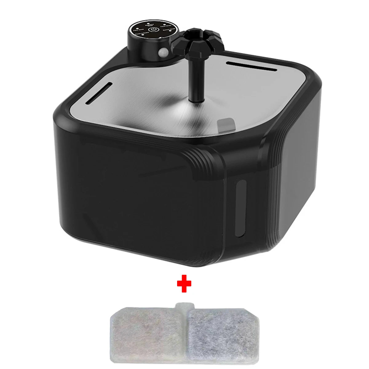 Wireless automatic cat water fountain with 2.8L tank, stainless steel top, and infrared sensor for fresh pet hydration.