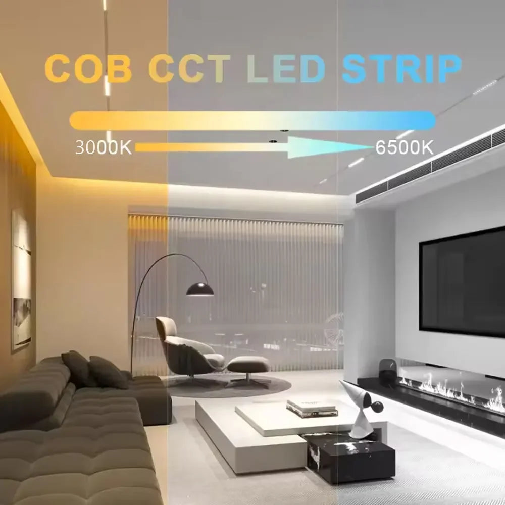COB LED Strip Flexible High Density LED Strip 3mm COB Bar LED Light Warm 3000K White 6500K for Bedroom Kitchen Home