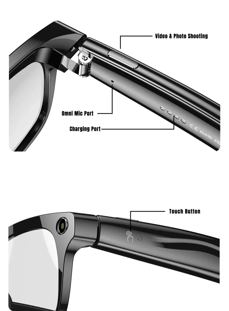 AI Smart Glasses with 100MP Camera & Spatial Audio - Tidesmit Tidesmit