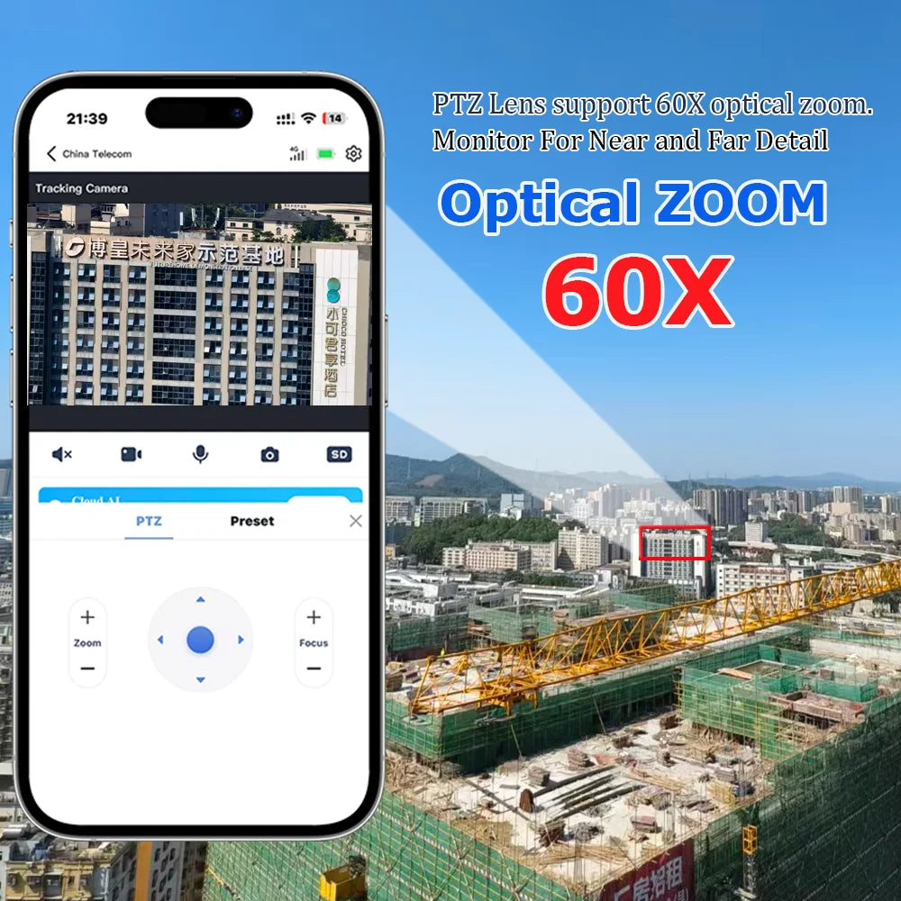 4G Solar Surveillance Camera 4‑Lens 60X Optical Zoom Human Tracking 31200MAH Battery 24‑Hour Recording Outdoor Security Cameras