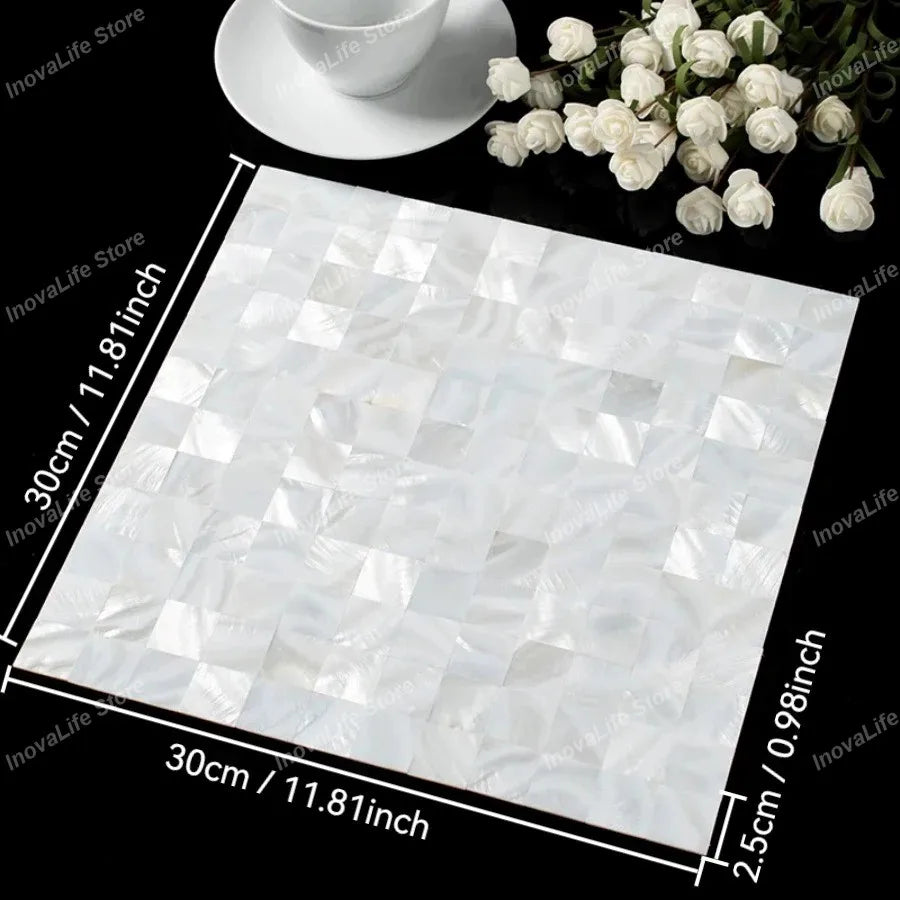 30x30CM Natural Shell Mosaic Tiles Sheet Mother of Pearl Wallpaper Tile Sticker Kitchen Backsplash Bathroom Shower Decorative