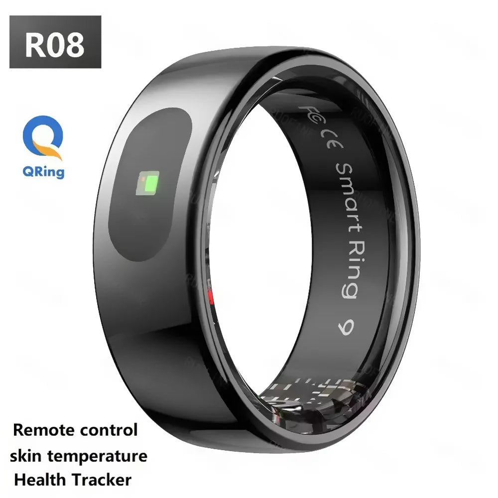 Qring Smart Ring R08 Women Men Remote Control Electronic Blood Pressure Monitor Temperature Sleep Tracker Waterproof Android IOS Tidesmit