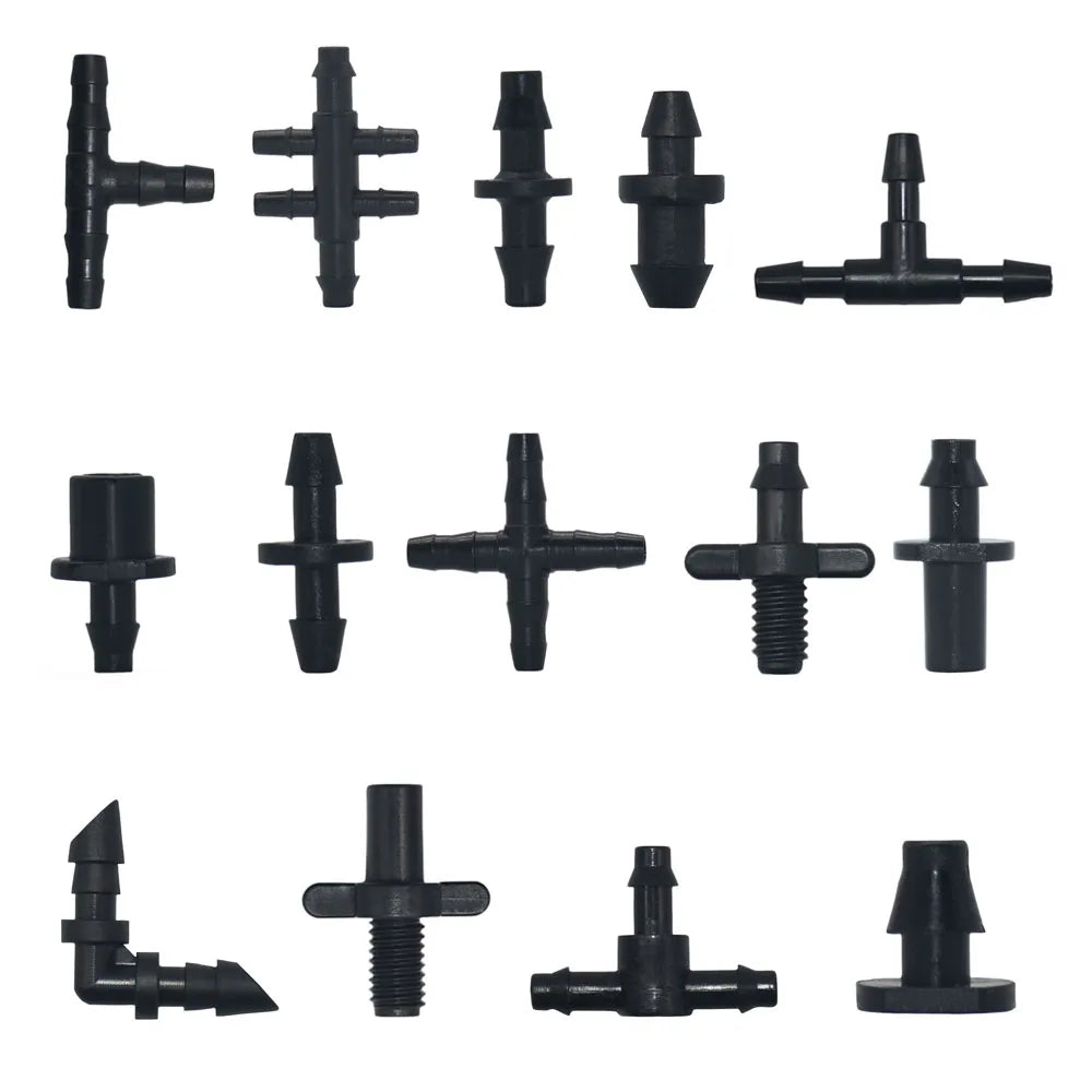 Irrigation Dripper Sprinkler Connector 1/8" 1/4" Hose Barb Tee Elbow Water Pipe Repair  Fitting Garden 3/5 4/7mm Tube Coupler