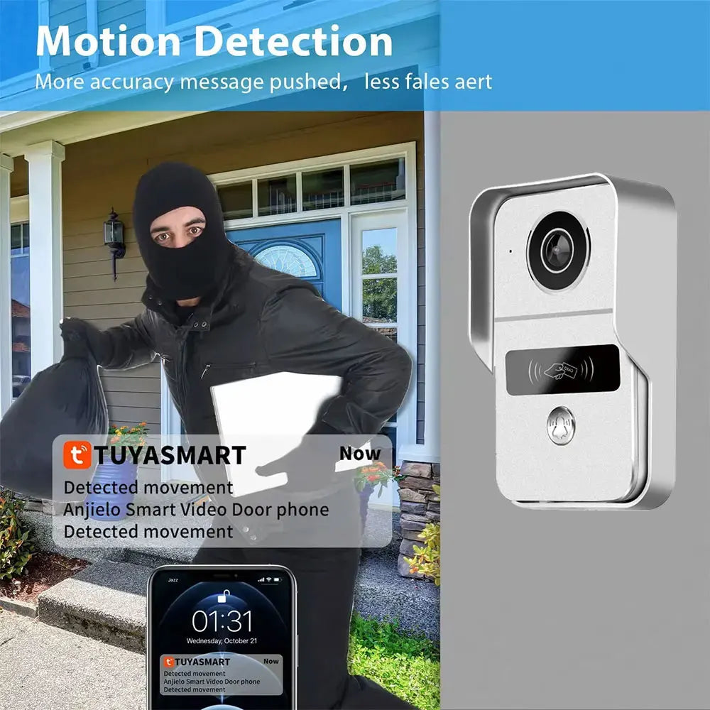 Tuya 7 inch LCD Wired Doorbell Wireless Wifi Smart Video Doorphone 2/3 Monitor HD 1080P Camera IC Card Unlock Intercom System