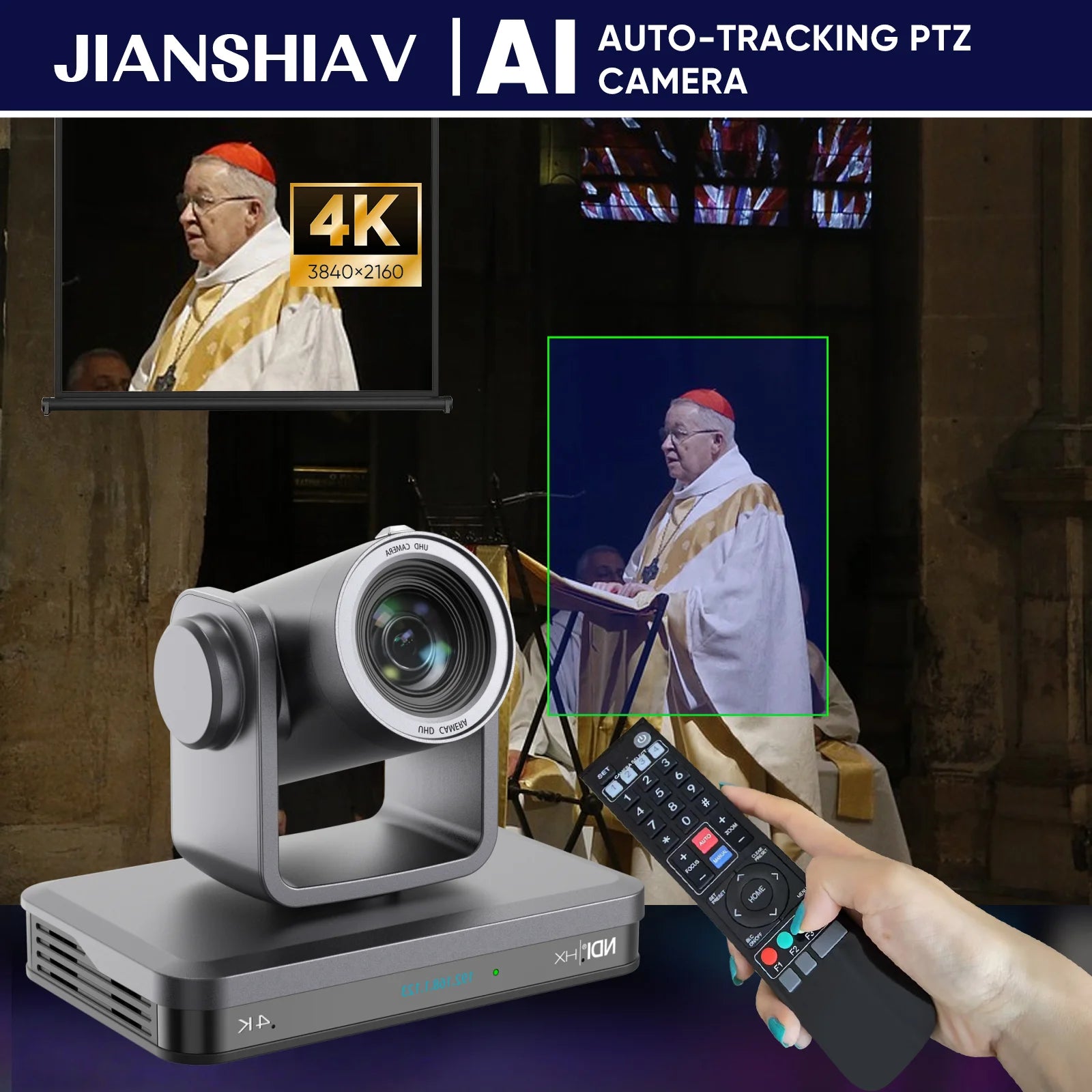 4K 60FPS PTZ Camera NDI 20/30/40X Zoom 1/1.8 CMOS HDMI SDI IP USB Live Streaming Camera POE Supports vMix for Church services