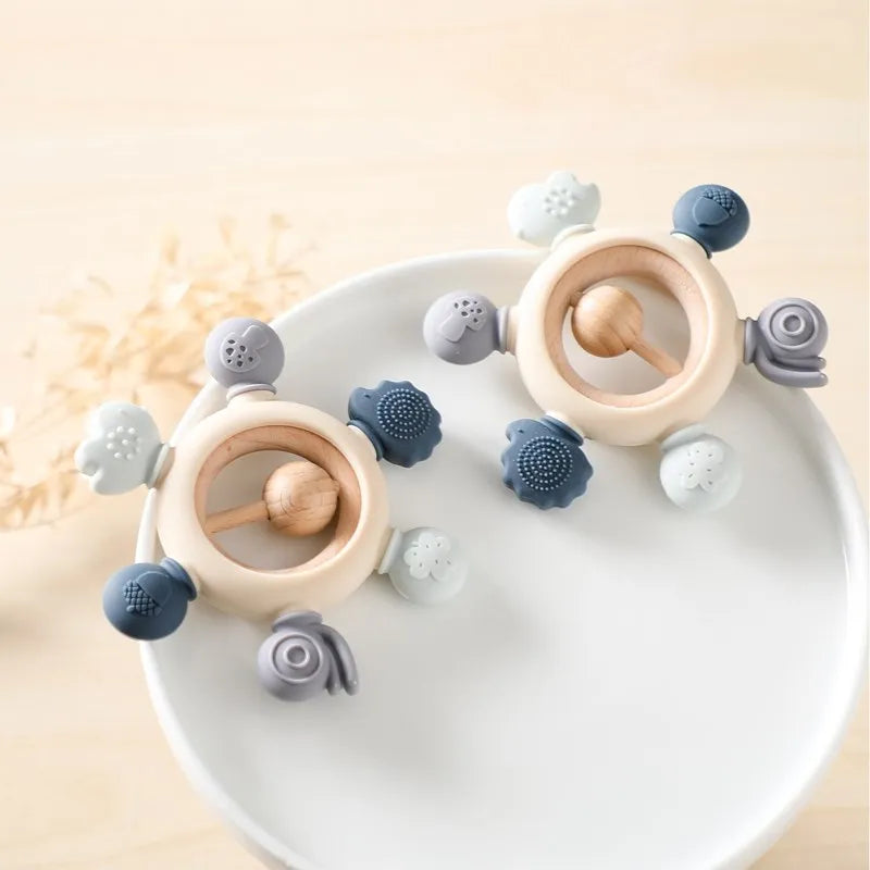1Pcs Food Grade Baby Silicone Teether Toy Cartoon Car Nursing Teething Ring BPA Free Newborn Health Molar Chewing Accessorie Toy