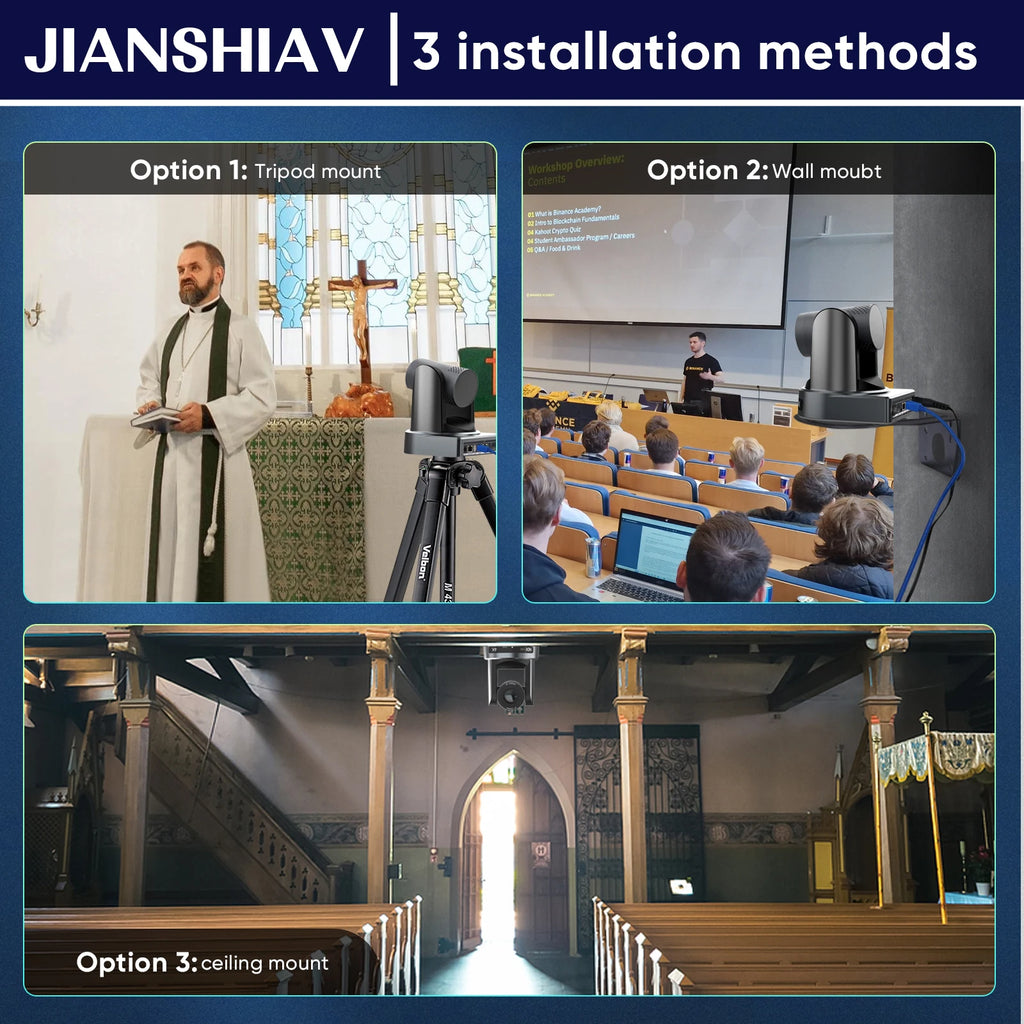 NDI/SDI 4K PTZ Camera 10X 20X Zoom Video Conference Live Streaming HDMI USB IP POE 1080P for Church NetMeeting Broadcast Youtube