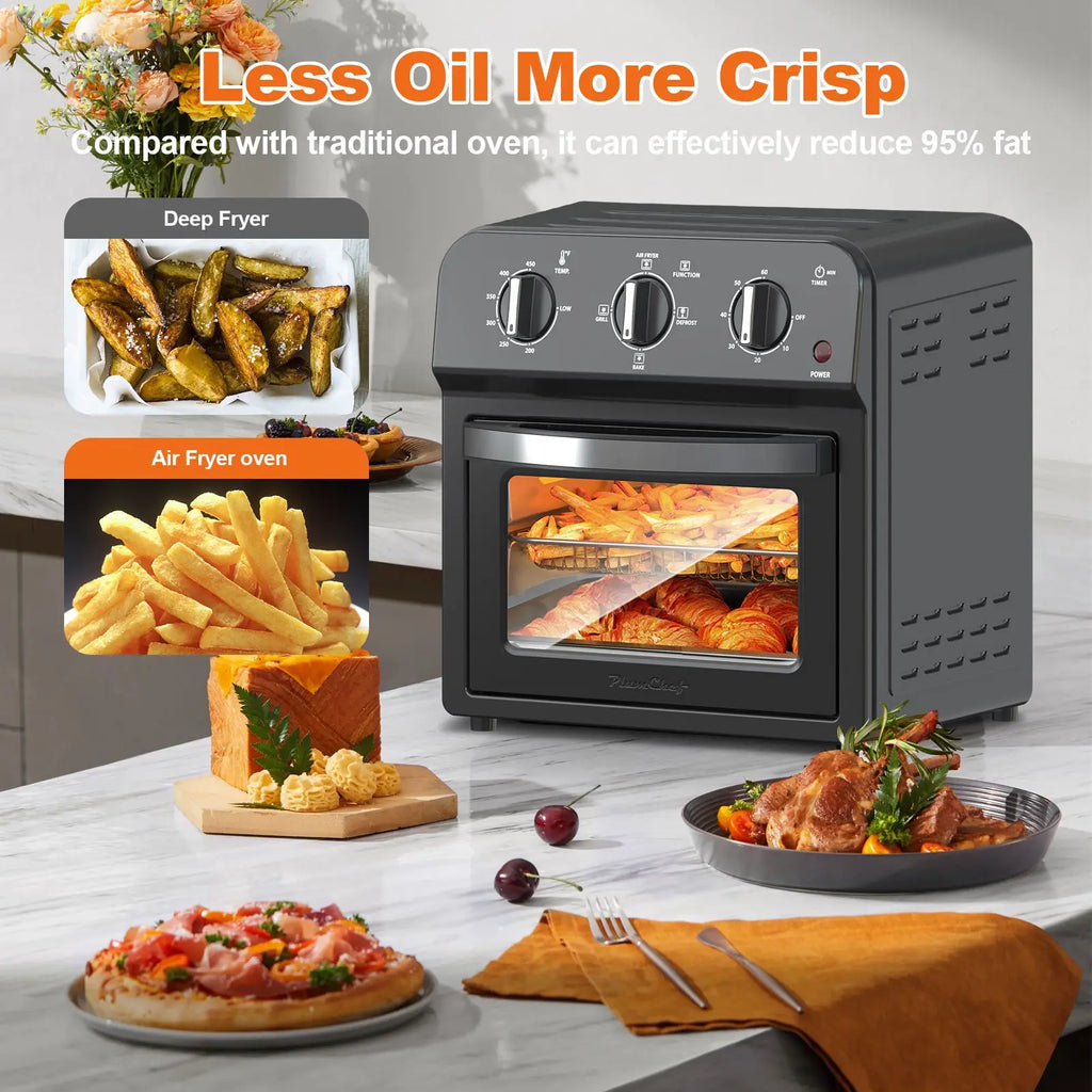 Family Size Air Fryer Toaster Oven Combo,13QT,360° Hot Air Circulation for Healthy Oil-Free Cooking, Multifunctional Convection Contertop Oven, Adjustable Time & Temp Control