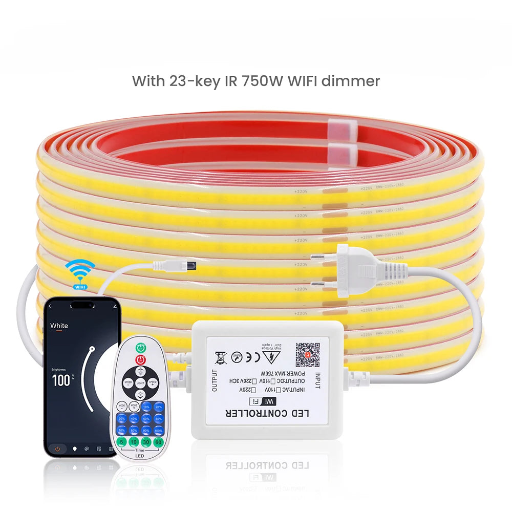 LED strip light kit with 23-key IR WIFI dimmer, smartphone and remote control