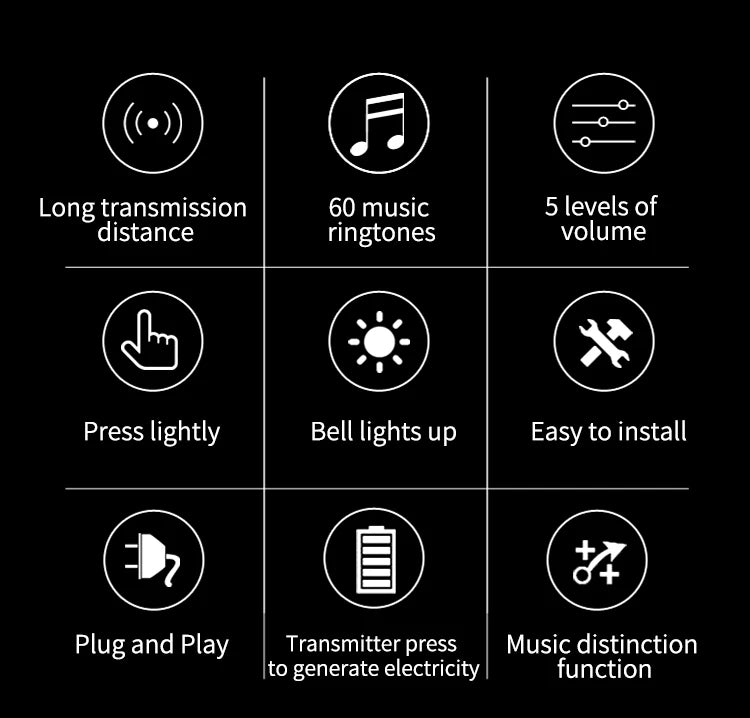 Self Powered Waterproof Wireless Doorbell Smart Home Without Battery Doorbell With Ringtone 150M Remote Receiver Bell