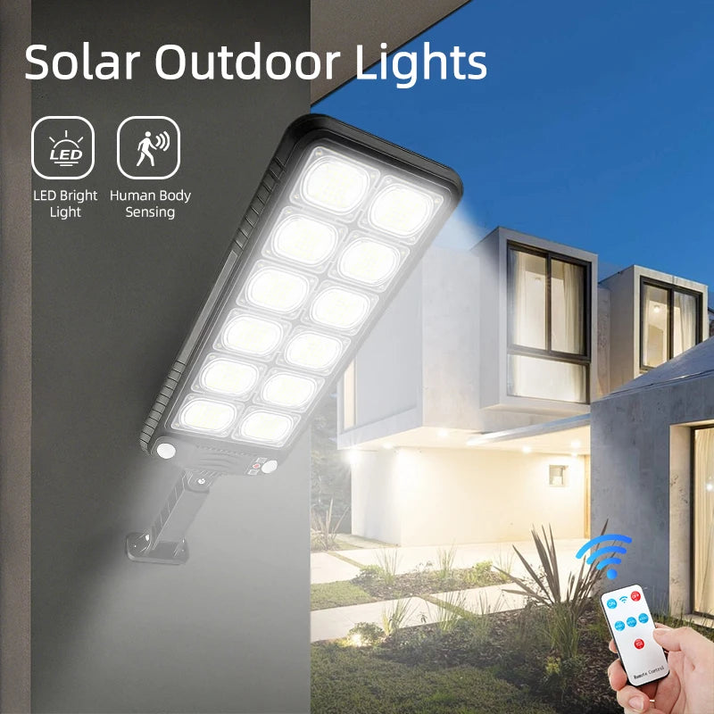 9000 Lumens Super Bright Solar Street Lamp Outdoor Garden Security LED COB Path Light Waterproof With Motion Sensor Remote Night Lights