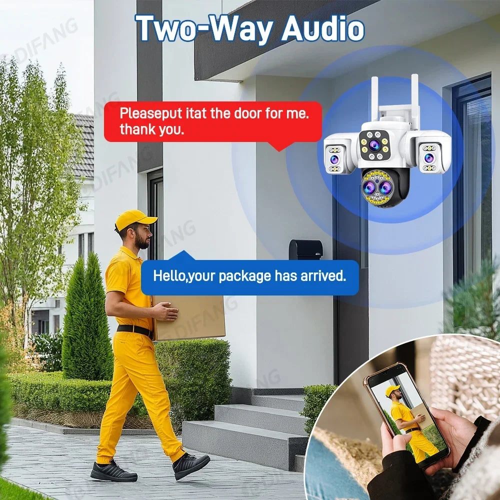 Yoosee Outdoor Camera Triple Screen Quad Lens 10X Optical Zoom AI Auto Tracking ONVIF Waterproof Yoosee CCTV Security Protection