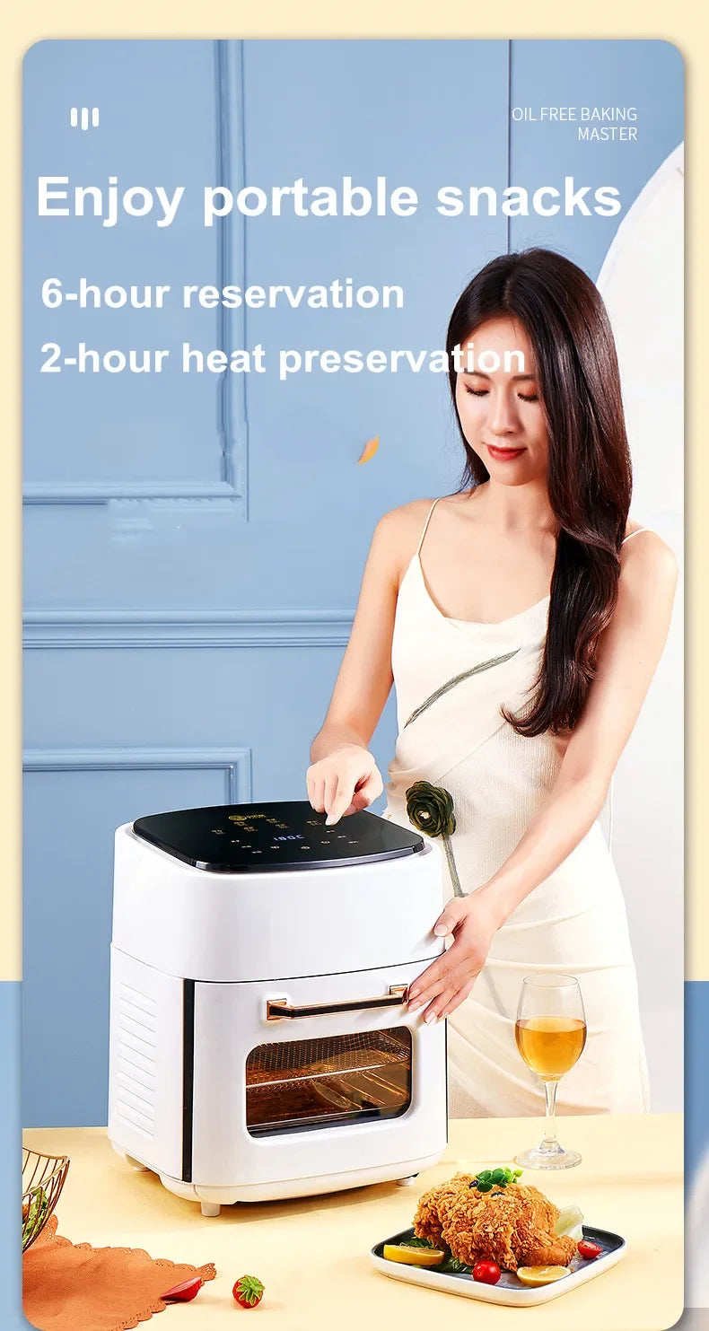 Air Fryer Household Large Capacity 15L Visual Oil Free Smart Oven Fries Machine 220V 110V US EU 1500W Chicken Frying