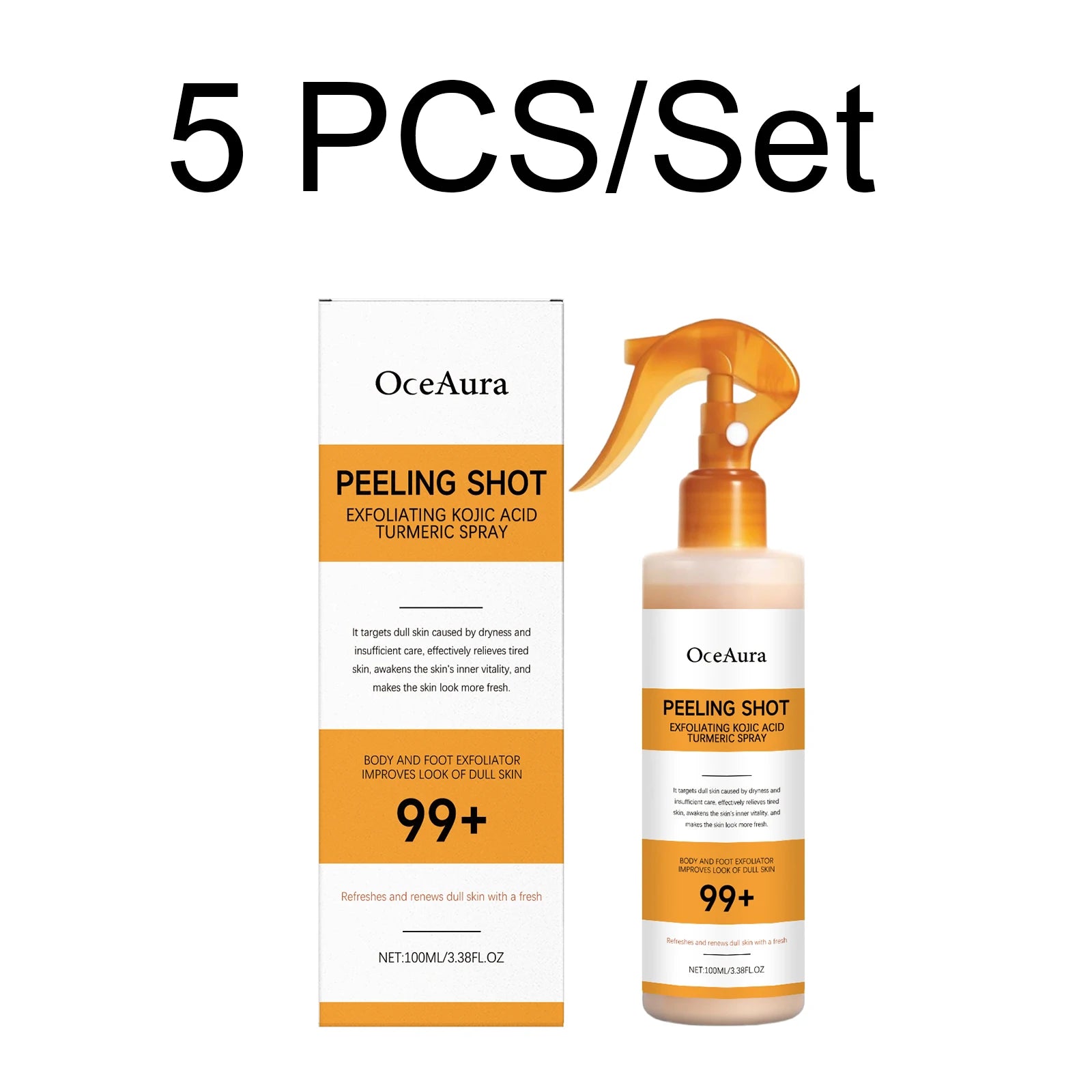 Kojic Acid Turmeric Spray Body Exfoliating Dead Skin Remover Smoothing Brightening Dullness Hydrating Gentle Peel Refreshing