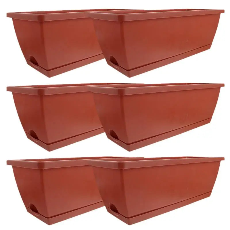 6pcs Balcony Planting Pot Flower Pots With Trays Container Flowerpot Vegetable Plastic Large Rectangular Garden Pots