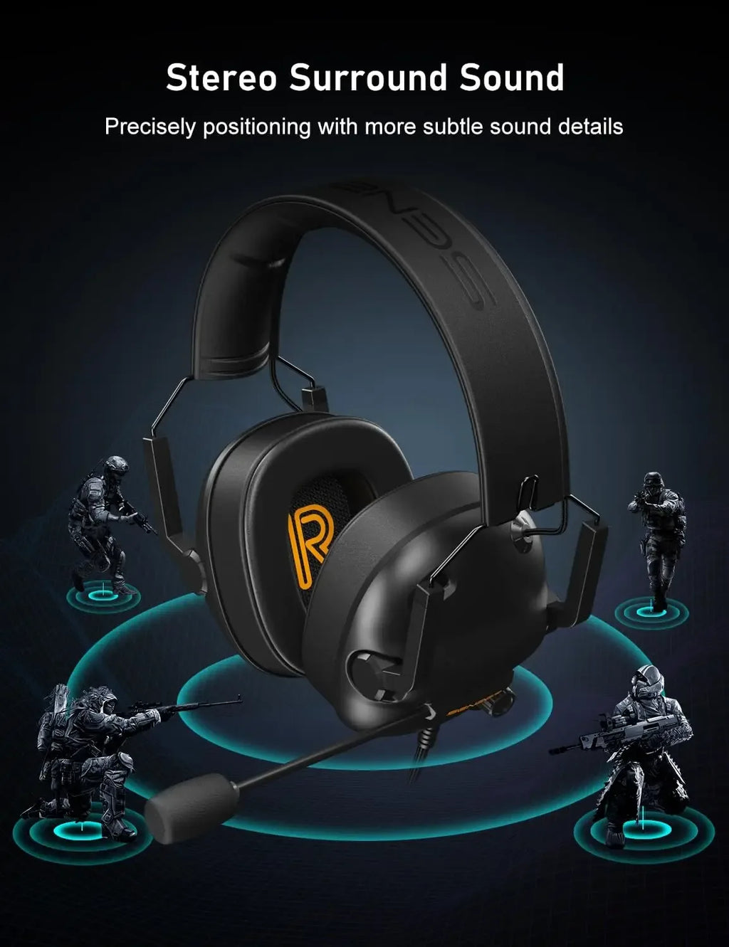 Wireless Gaming Headset for PC PS5 Xbox - Tidesmit 01 Black Tidesmit
