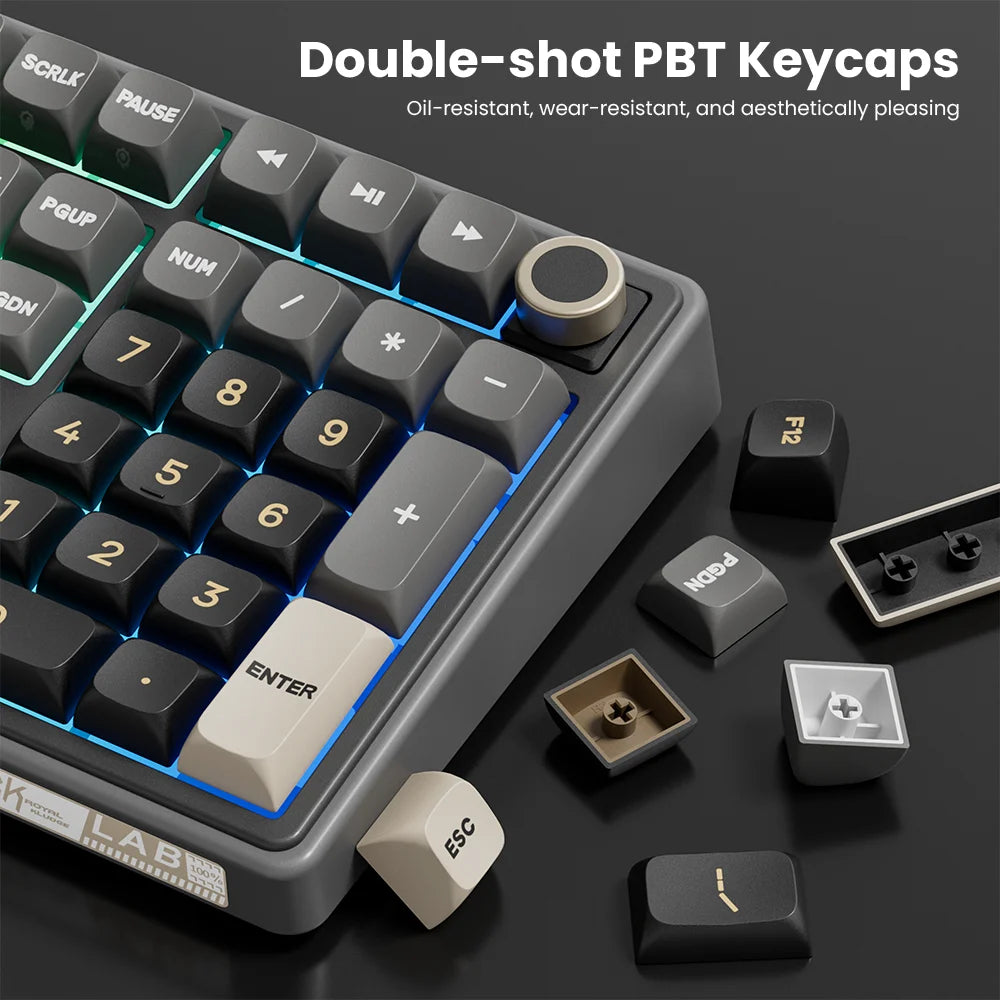 RK Royal Kludge R108 Wired Gamer Keyboard 100% 108 Keys MDA PBT Keycap Gasket RGB Hot-swappable Mechanical Keyboard Volume Knob