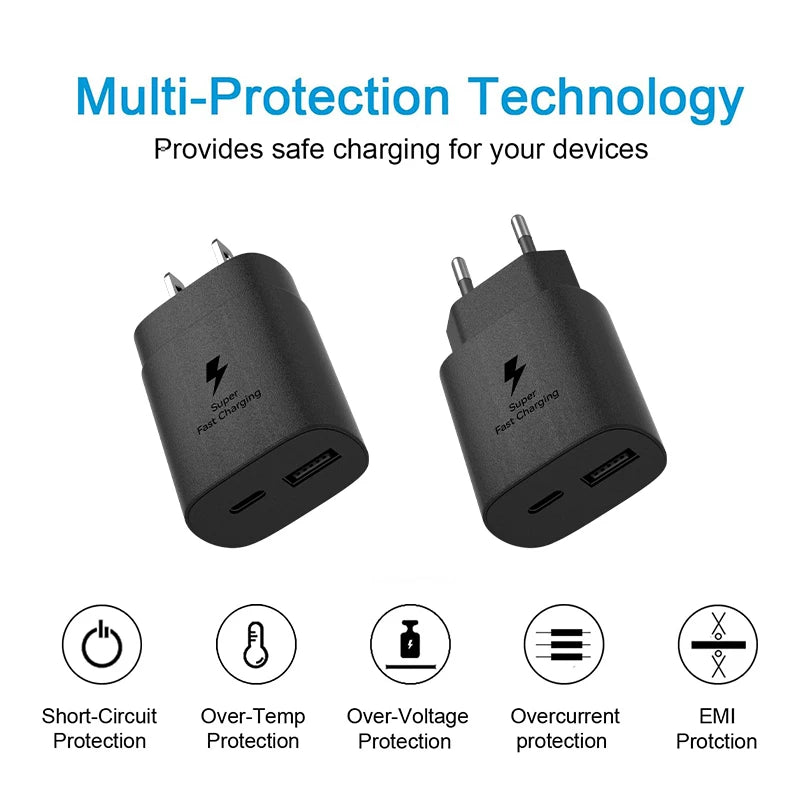 Samsung 25W USB-C Fast Charger Adapter - EU & US Plug Options Tidesmit
