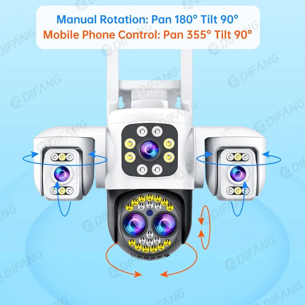 Yoosee Outdoor Camera Triple Screen Quad Lens 10X Optical Zoom AI Auto Tracking ONVIF Waterproof Yoosee CCTV Security Protection