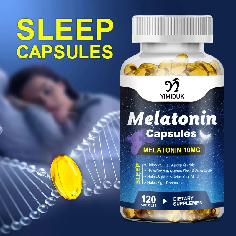 Melatonin 10mg, Sleep Dietary Supplement, No Habit, Deep Sleep Contains Melatonin - Healthy Sleep - 120 Capsules
