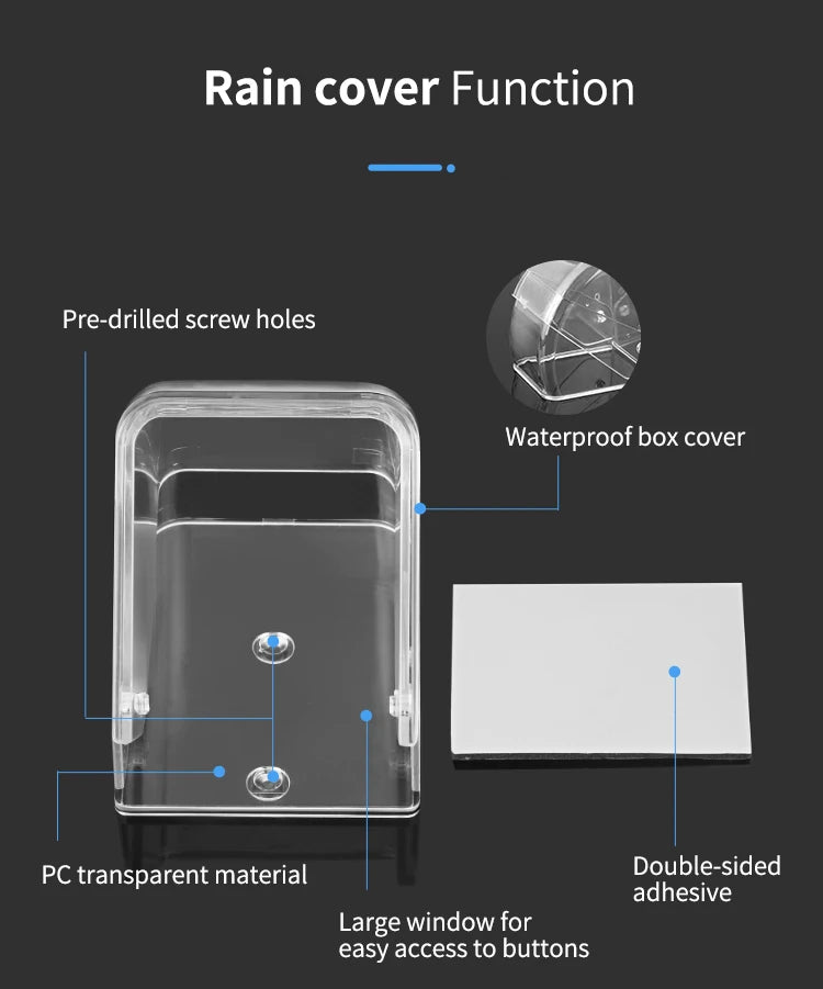 CACAZI Waterproof Cover For Wireless Doorbell Button Smart Ring Chime Button PC Transparent Outdoor Rain-cover Home Case New