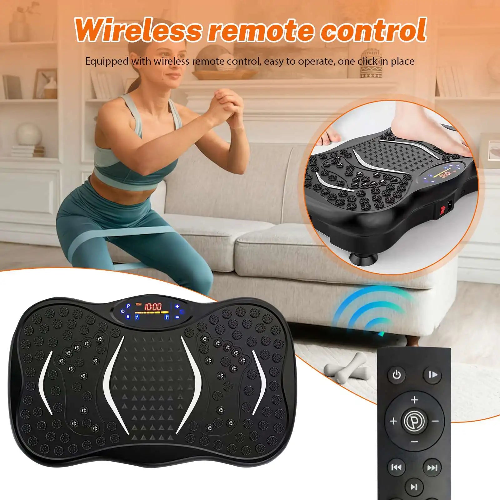 Tidesmit Vibration Plate Machine, 99 Speeds with Bluetooth Audio - Black Massage Cushion Tidesmit