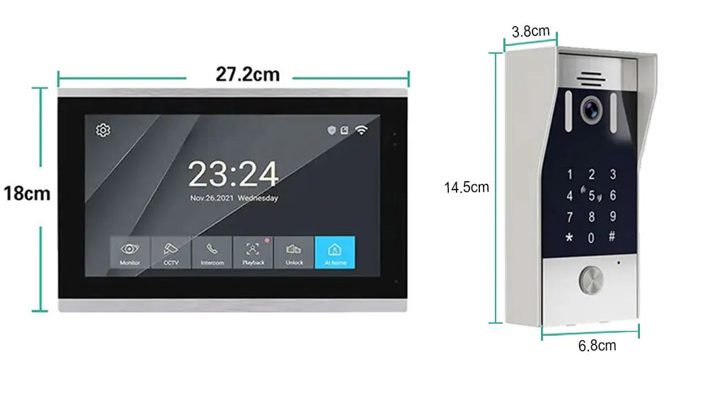 5in1 Unlock Doorbell 10inch 1080P Touch Monitor Video Intercom System Home intercom with Fingerprint IC Card Unlock for apartmen