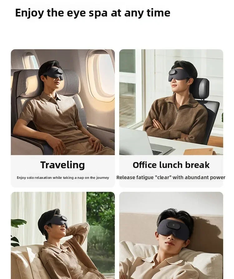 Smart Massage Eye Mask | 3D Heat Therapy & App Control - Black Relaxation Treatment Tidesmit