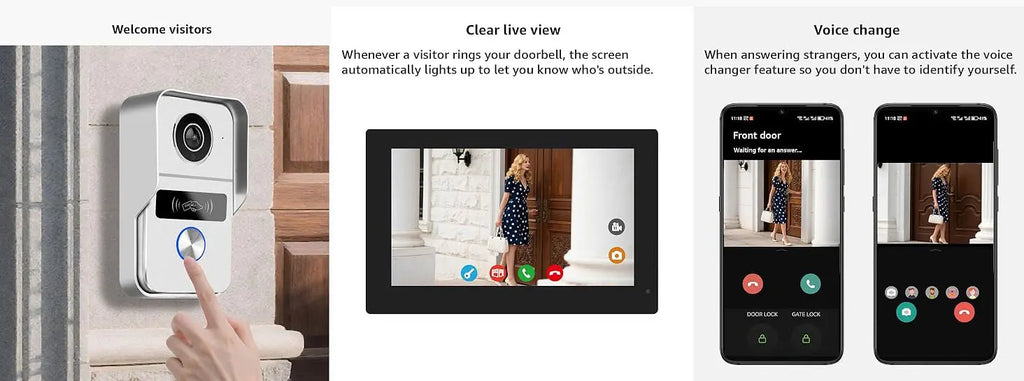 Home Smart Wireless WiFi Video Intercom Doorbell 2 10 inch Screen 1080P 2 Wires Video Doorphone System with Electric Strike Lock