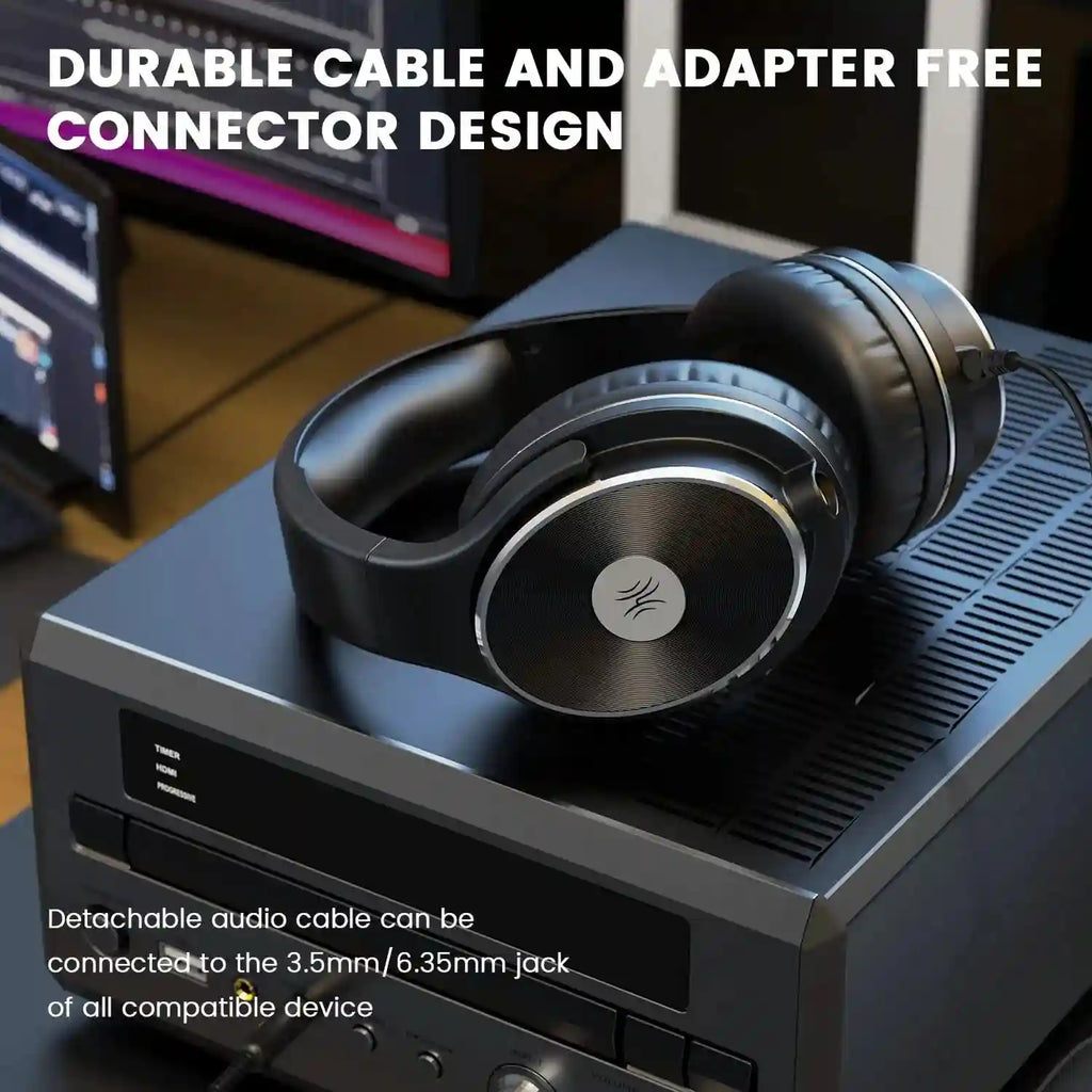 Studio Monitor Headphones Wired Over-Ear with Dual Input Jacks Tidesmit