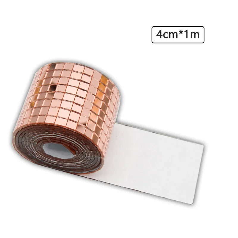 Rose gold mirror mosaic self-adhesive tape roll, 4cm x 1m