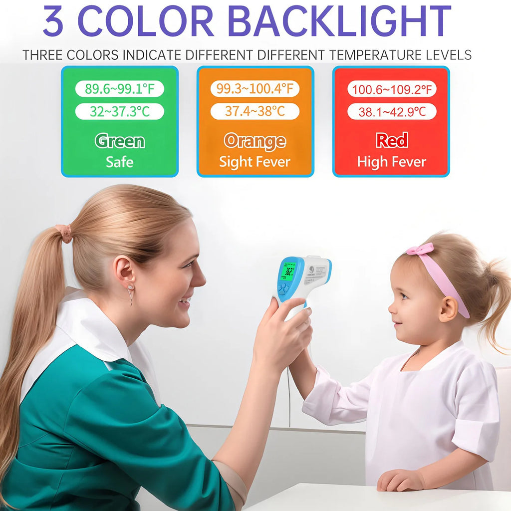 Non-Contact & Ear Dual-Mode Infrared Thermometer -Digital LCD Fever Detector for Infant Adult Kids,Fast Measurement Thermometer
